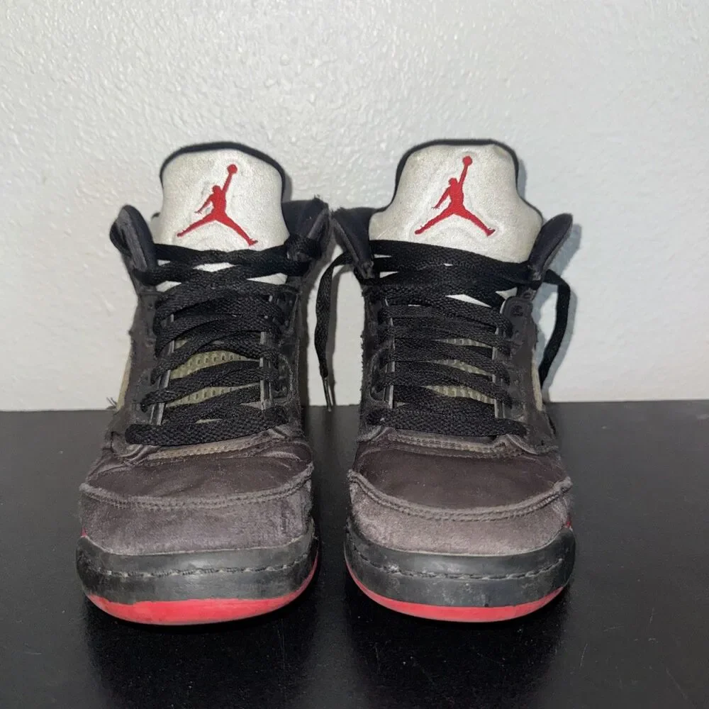 Nike Air Jordan 5 Satin Bred Black Red Size 6Y  / Women's 7.5 Sneakers
